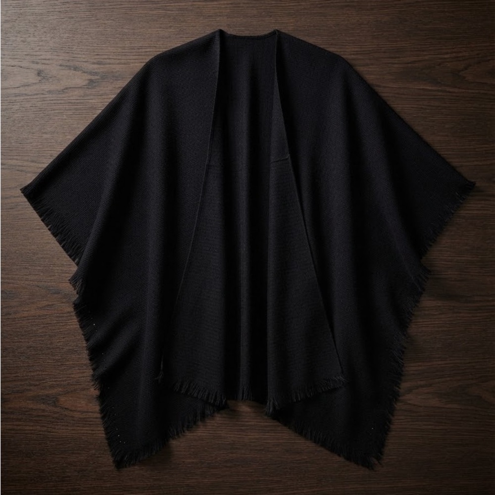 Classic Black Women’s XL Wrap Shawl - Lightweight Layer